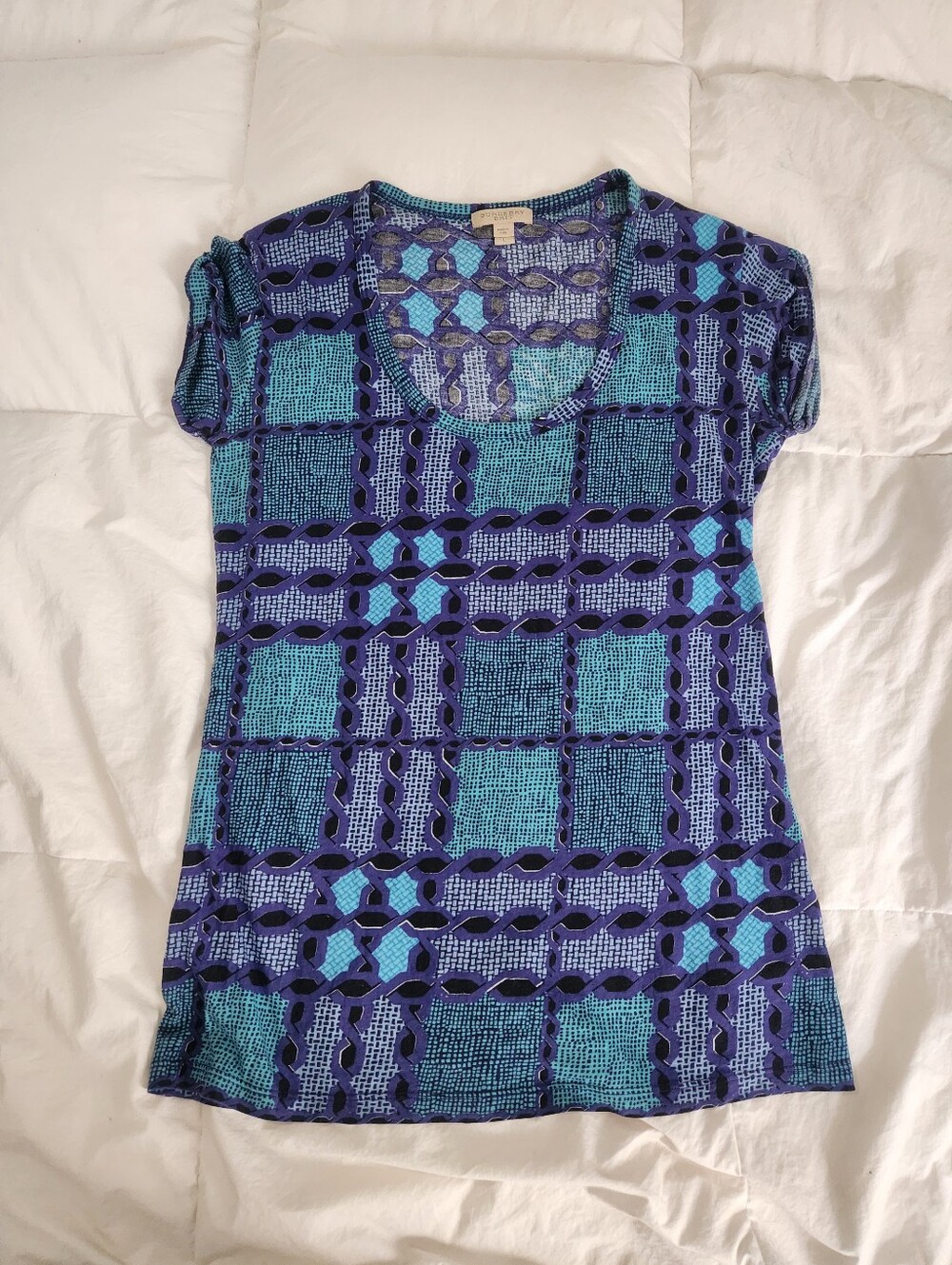 Burberry Brit Tee Size L Blue Purple Lightweight pima cotton